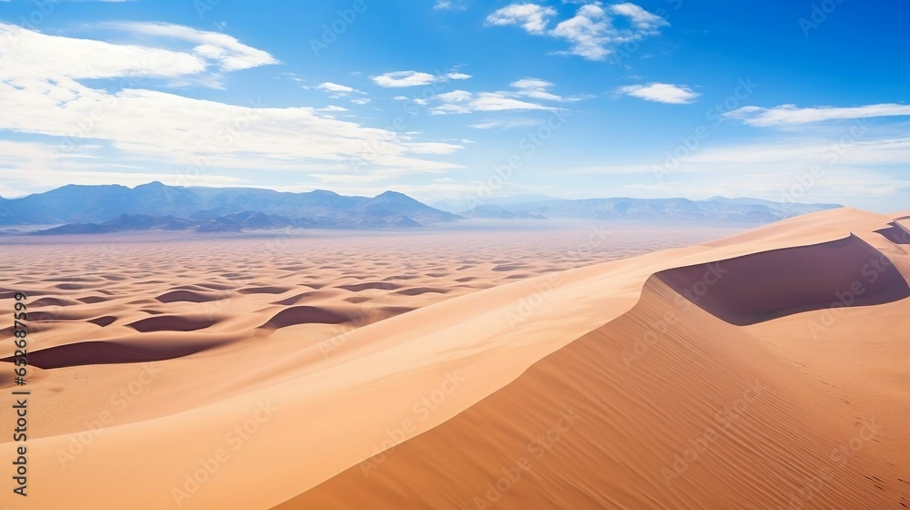 Aerial view of vast desert: endless sand dunes