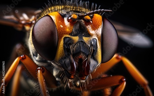 Macro close-up view photograph of a wasp. Generative AI © piai