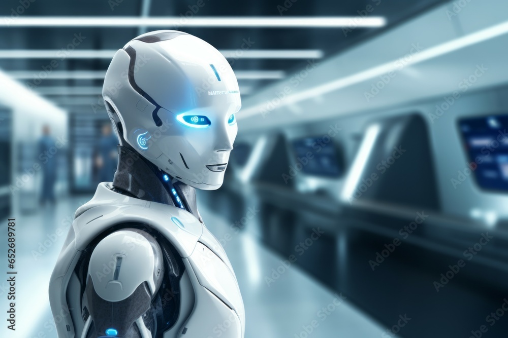 Human and AI Symbiosis in Advanced Urban Landscapes. Futuristic Background with Smart Robots and Androids. Human and AI Symbiosis in Advanced Urban Landscapes. Futuristic Background with Smart Robots and Androids.