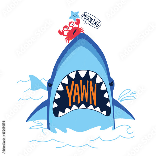 SHARK YAWN PRINT FREE VECTOR ART