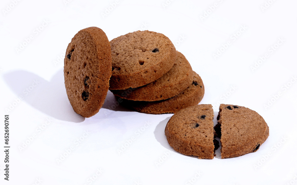 Chocochip cookies on white background Chocochip cookies on white background