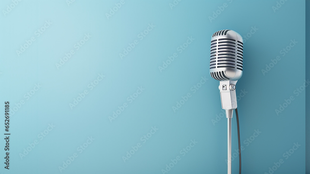 Obraz premium vintage microphone isolated on a smooth background media concept