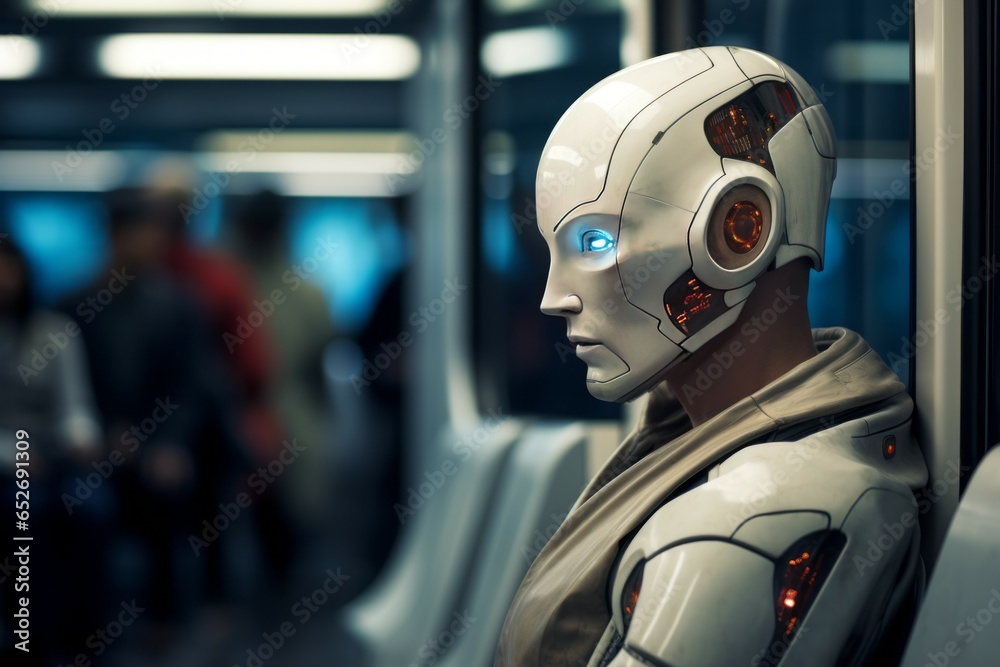 Human and AI Symbiosis in Advanced Urban Landscapes. Futuristic Background with Smart Robots and Androids. Human and AI Symbiosis in Advanced Urban Landscapes. Futuristic Background with Smart Robots and Androids.