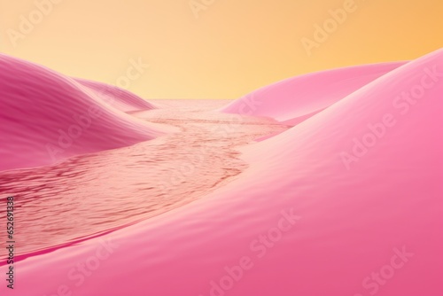 Pink and Yellow River Minimalism in a negative artistic space. Visual abstract metaphor. Geometric shapes with gradients.