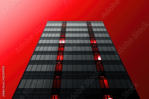 Red and Gray Skyscraper Minimalism in a negative artistic space. Visual abstract metaphor. Geometric shapes with gradients.