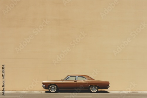 Brown and Gray Car Minimalism in a negative artistic space. Visual abstract metaphor. Geometric shapes with gradients.