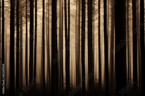 Black and Brown Forest Minimalism in a negative artistic space. Visual abstract metaphor. Geometric shapes with gradients.