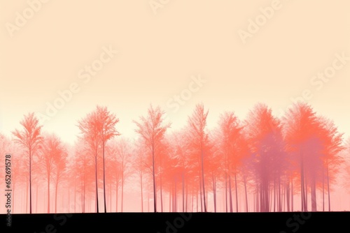 Pink and Orange Forest Minimalism in a negative artistic space. Visual abstract metaphor. Geometric shapes with gradients.