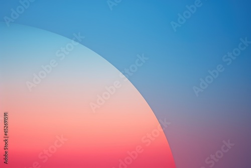 Blue and Pink Sunset Minimalism in a negative artistic space. Visual abstract metaphor. Geometric shapes with gradients.