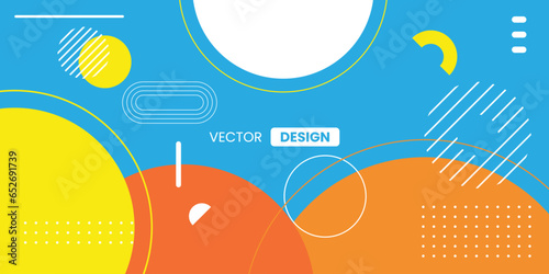 Trendy design template with fluid and liquid shapes. Abstract geometric circle blue, orange, white and yellow gradient backgrounds. Applicable for covers, websites, flyers, presentations, banners. photo