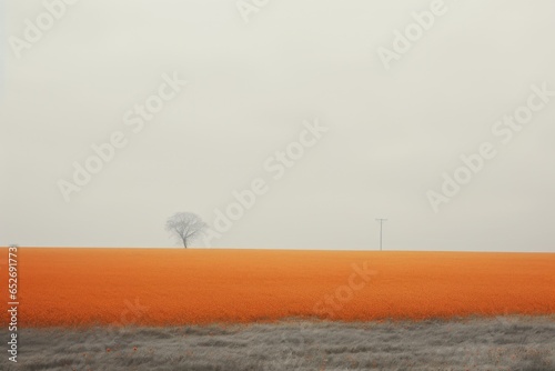 Orange and Gray Field Minimalism in a negative artistic space. Visual abstract metaphor. Geometric shapes with gradients.
