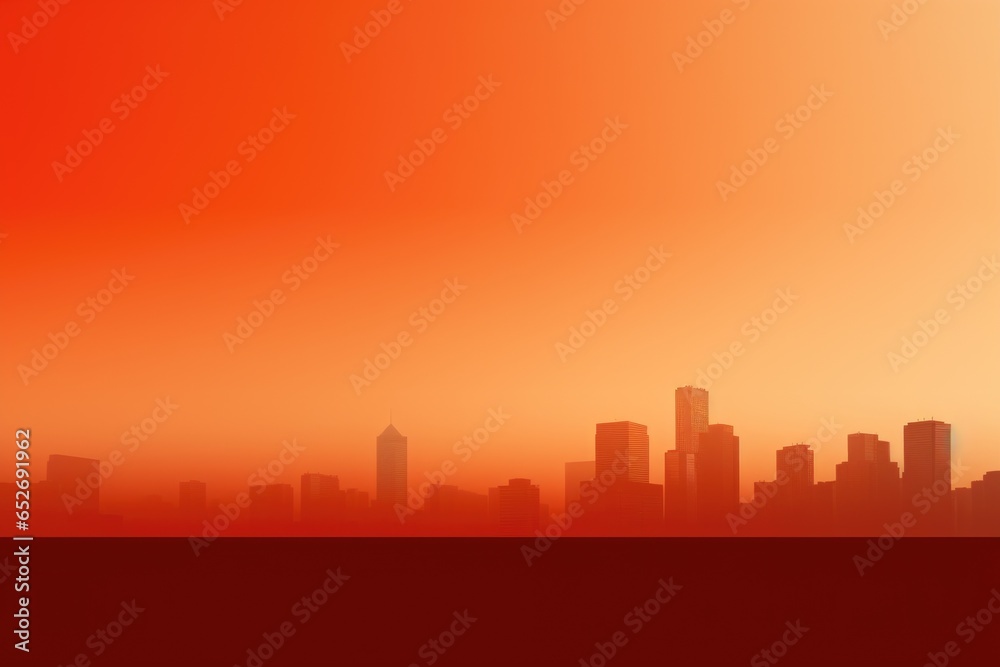 Orange and Red Skyline Minimalism in a negative artistic space. Visual abstract metaphor. Geometric shapes with gradients.