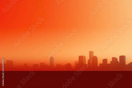 Orange and Red Skyline Minimalism in a negative artistic space. Visual abstract metaphor. Geometric shapes with gradients.