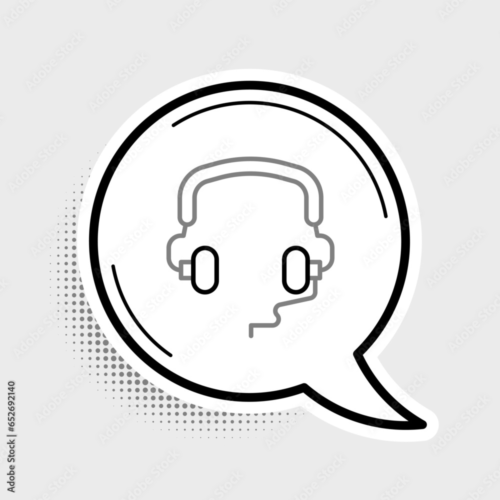 Line Headphones icon isolated on grey background. Earphones. Concept for listening to music, service, communication and operator. Colorful outline concept. Vector Line Headphones icon isolated on grey background. Earphones. Concept for listening to music, service, communication and operator. Colorful outline concept. Vector