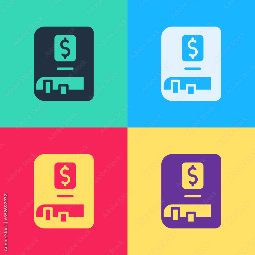 Pop art Financial book icon isolated on color background. Vector Pop art Financial book icon isolated on color background. Vector