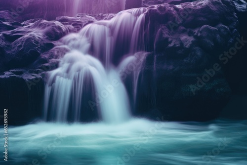 Purple and Teal Waterfall Minimalism in a negative artistic space. Visual abstract metaphor. Geometric shapes with gradients. © Inna