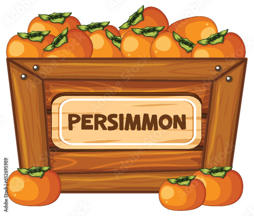 Persimmon in Wooden Box with Persimmon Sign Banner