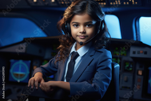 Indian little girl in pilot's uniform © PRASANNAPIX