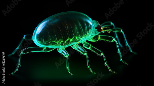 fantastic macro insect invented isolated on a black background, glowing transparent unusual creature generated © kichigin19