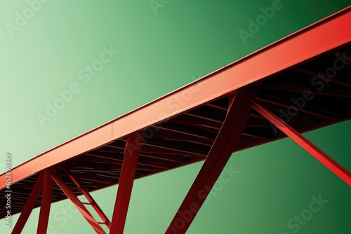 Red and Green Bridge Minimalism in a negative artistic space. Visual abstract metaphor. Geometric shapes with gradients.