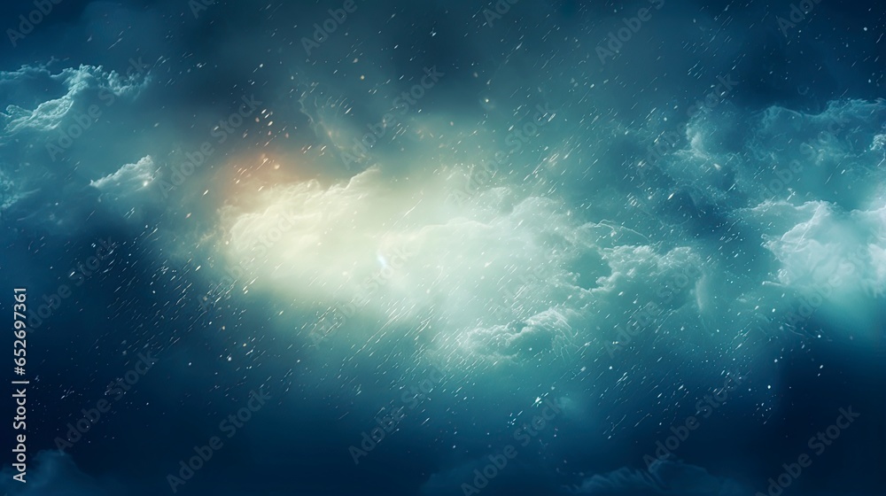 Fototapeta premium Blurred out clouds abstract nature background with lots of bokeh and a bright center spotlight and a subtle vignette border.