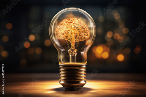 concept of brain in a light bulb