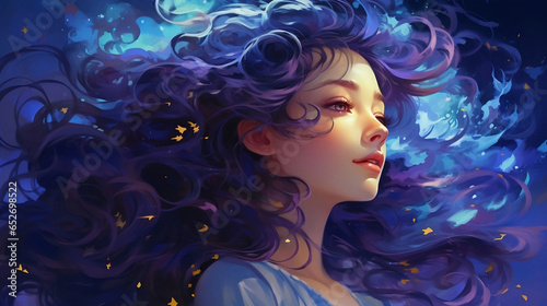 Girl With Blue Purple Hair