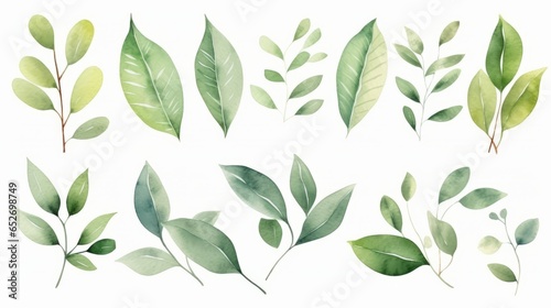 Hand painted foliage pattern  seamless floral print with green leaves  watercolor illustration Collection isolated white background suitable for Wedding Invitation  wallpapers  textile or cover