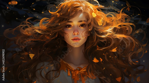 Girl With Golden and Orange Hair