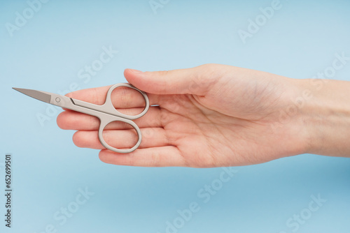 Metal scissors. Nail scissors. Tools for manicure and pedicure.