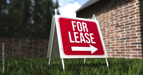 For Lease Yard Sign in a 3D animation