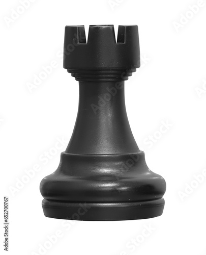 Black rook chess piece on transparent background