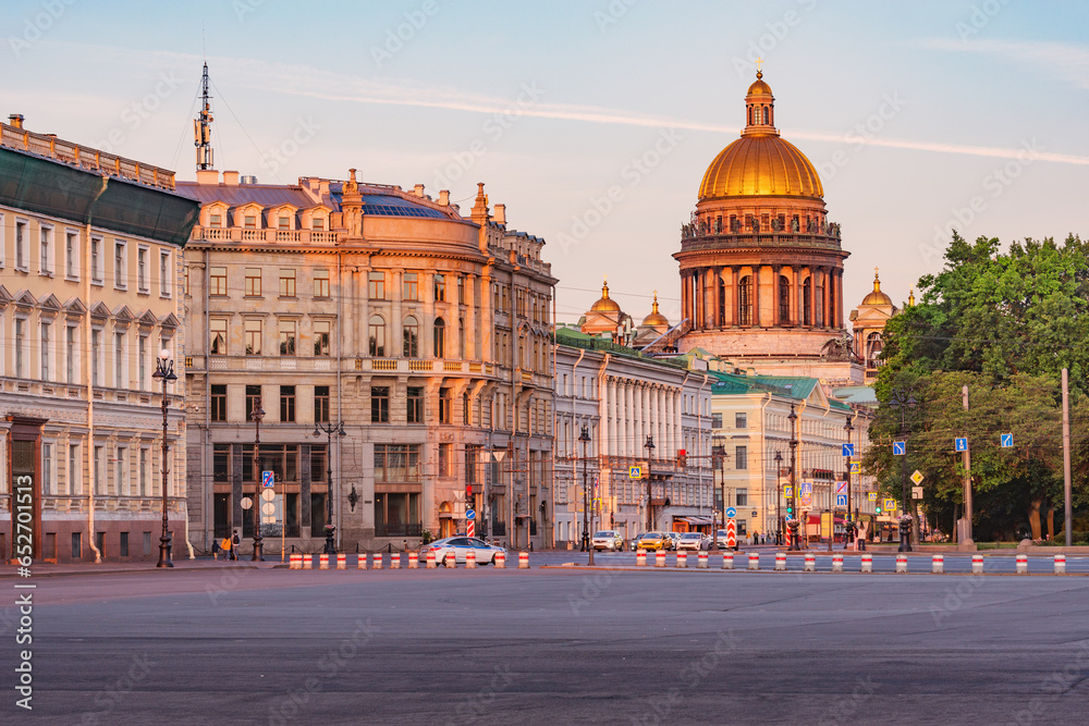 Palace Square at sunrise. Saint Petersburg. Russia.