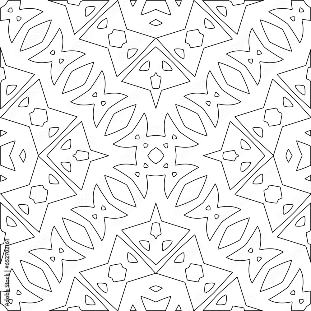 Black lines on white background.
Wallpaper with figures from lines. Abstract geometric black and white pattern for web page, textures, card, poster, fabric, textile. Monochrome repeating design. Black lines on white background.
Wallpaper with figures from lines. Abstract geometric black and white pattern for web page, textures, card, poster, fabric, textile. Monochrome repeating design.