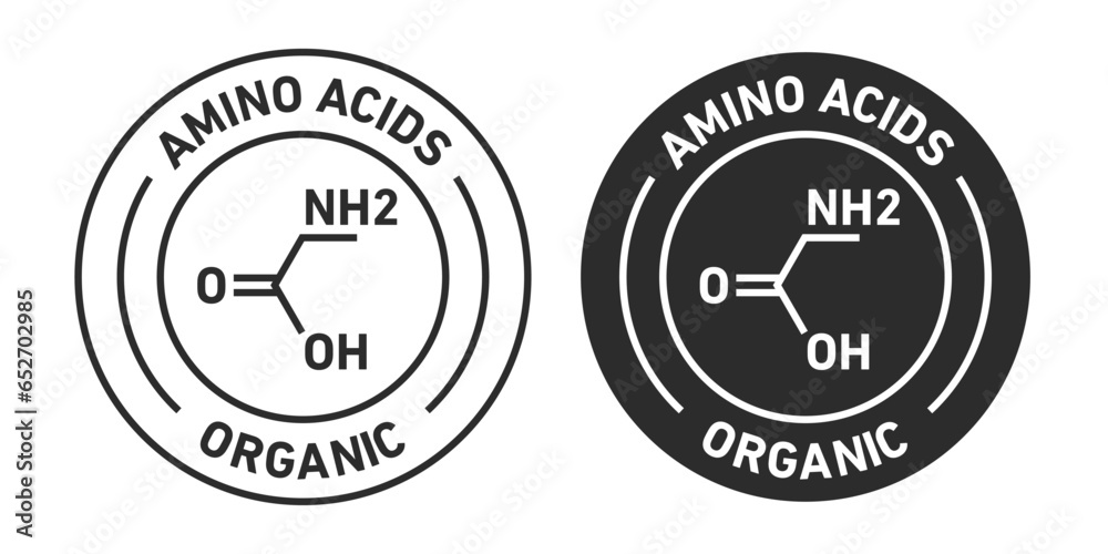 Amino Acids rounded vector symbol set on white background