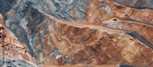 A drone shows Rosia Poieni open pit copper mine in Romania from above photo