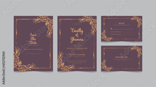 Gold Foil Wedding Invitation Suite, Calligraphy Wedding Invite, Wedding Invite, Traditional Invitation, Modern Invite, Classic