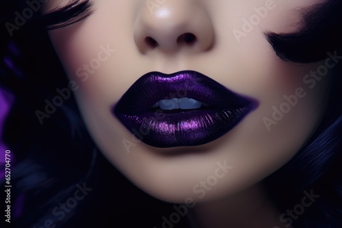 beautiful violet female lips in halloween style close up © krissikunterbunt