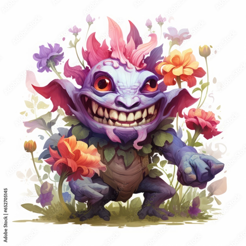 flower monster on white background. flower monster on white background.