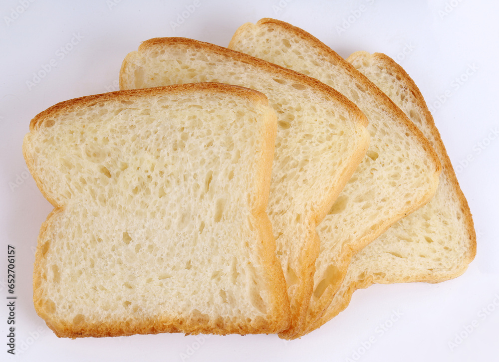 white sandwich bread on white background, new