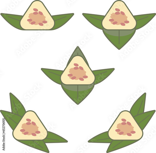 Chinese rice dumpling zongzi vector set