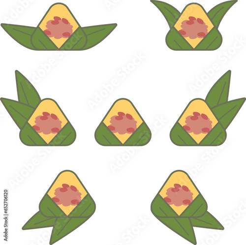 Chinese rice dumpling zongzi vector set