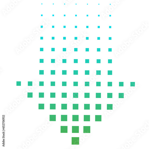 green and turquoise gradient halftone down arrow icon button