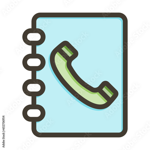 Phonebook Vector Thick Line Filled Colors Icon Design