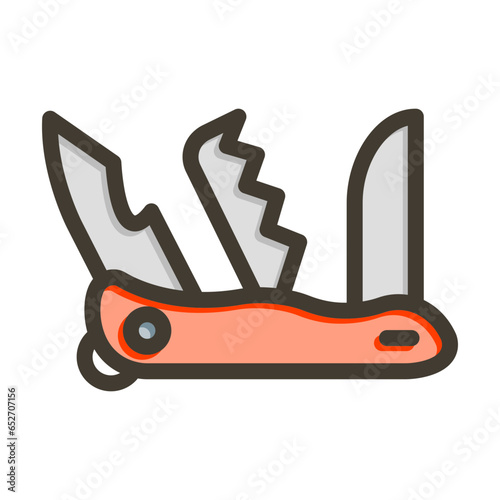 Swiss Knife Vector Thick Line Filled Colors Icon Design