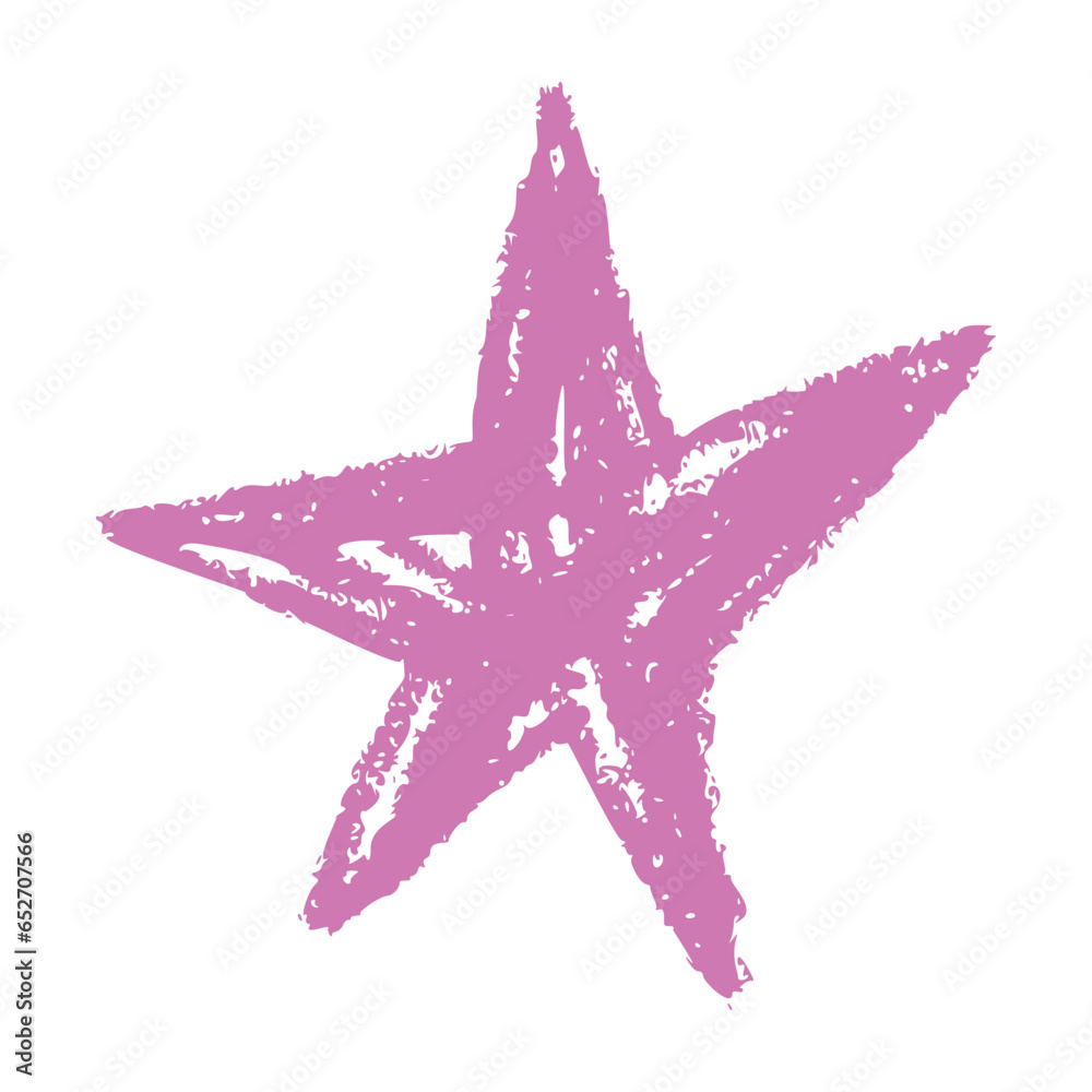 Shape elements, abstract. Graphic pink stars among scribble doodles, color collage. Flat vector illustrations isolated on white background