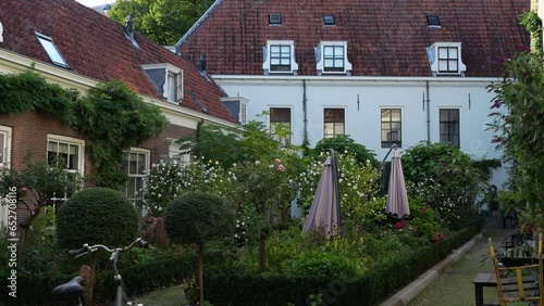 Architecture Of Swanenburghshofje Foundation In Spieringstraat, Groeneweg Gouda, Netherlands. Tilt-down photo