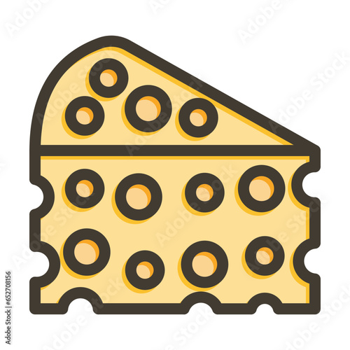 Cheese Vector Thick Line Filled Colors Icon Design