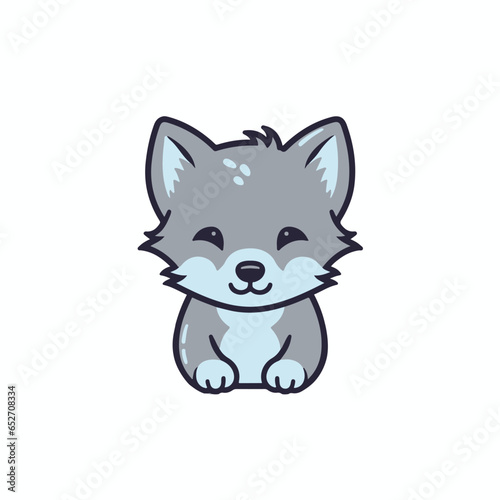 baby fox, wolf flat icon illustration for nursery