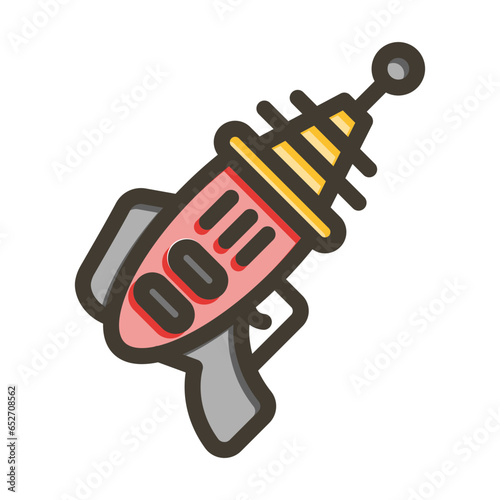Laser Gun Vector Thick Line Filled Colors Icon Design